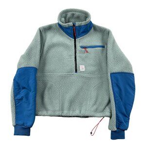 Topo Designs Mountain Fleece Pullover Womens Small 1/2 Zip Outdoor Seafoam